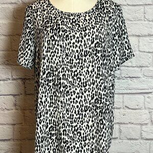 Chelsea & Theodore Snow Leopard Print Blouse — Black & White, Women’s L/G